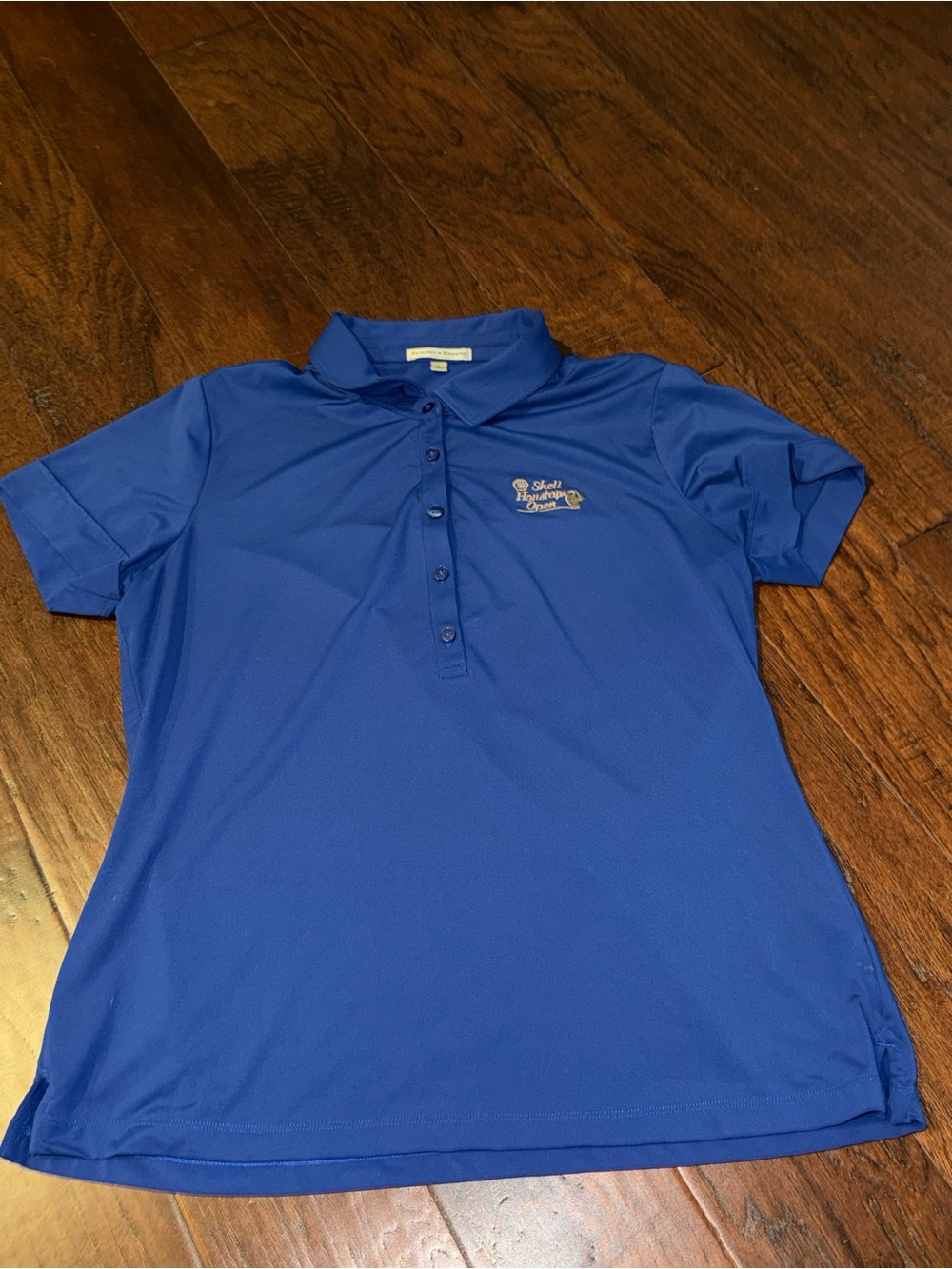NWOT Women's Fairway & Greene Shell Houston Open Golf Blue polo shirt size L